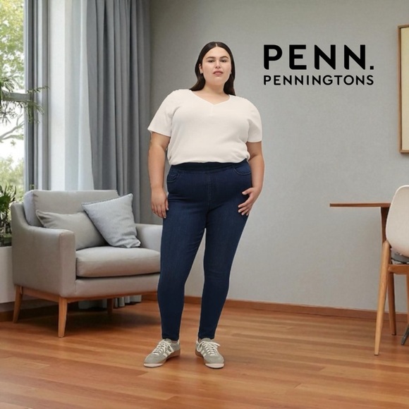 Penningtons, Plus Size Skinny Leg Savvy Jeans, Dark Wash Blue, 22W - Picture 1 of 10